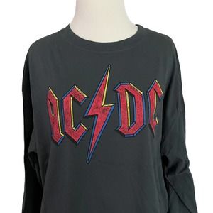 NEW Daydreamer ACDC Long Sleeve Cropped Tee Vintage Black